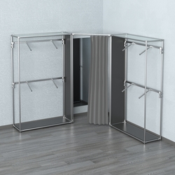 Примерочная с зеркалом из системы ХРОМ с поручнями №2-1, Черный