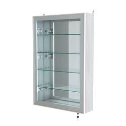 Витрина настенная №2-2А высокая с зеркалом серии Collecto, Ясень Анкор светлый