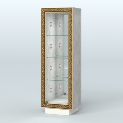 Низкая витрина с декором и диодной подсветкой НБА-3С, Метрополитан Грей + Белый