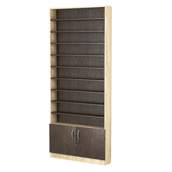 Стеллаж из ДСП с 10-ю полками 150x900 мм серии LEVEL-10 №9 (З/C - ДВП), Дуб Сонома + Дуб Венге