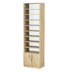 Стеллаж из ДСП с 8-ю полками 350x600 мм серии LEVEL-8 №6-1 (З/C - СТЕКЛО), Дуб Сонома