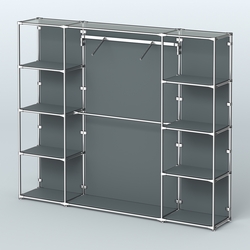 Торговая система ХРОМ (задняя стенка - ДСП) 2430 мм с полками ДСП и поручнями №11, Темно-Серый