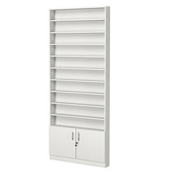 Стеллаж из ДСП с 10-ю полками 100x900 мм серии LEVEL-10 №8 (З/C - ДВП), Белый