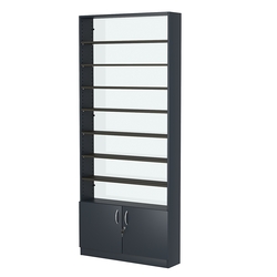 Стеллаж из ДСП с 8-ю полками 200x900 мм серии LEVEL-8 №10-1 (З/C - СТЕКЛО), Антрацит