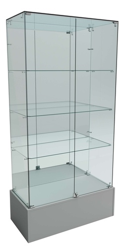 Витрина Истра №11 прямоугольная (задняя стенка - зеркало), Серый