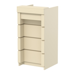 Торговый кассовый прилавок на колесах с утопленным фасадом №УФК-2-1, Крем Вайс