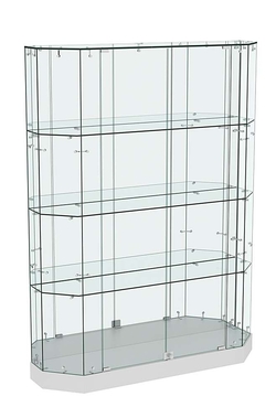 Торговая стеклянная витрина Хит Продаж со скошенным фасадом зеркальная №411, Серый
