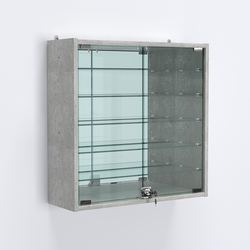 Витрина настенная №201-6А с пятью полками и зеркальной стенкой, Метрополитан Грей