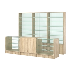 Комплект витрин с наклонными полками SL-6 №12-1 и прилавков ЭК-4, Дуб сонома