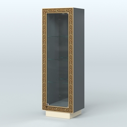 Низкая витрина с декором и тремя прозрачными полками НБА-3, Темно-серый и Крем Вайс U2601-U2236