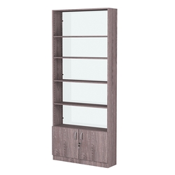 Стеллаж из ДСП с 4-мя полками 250x900 мм серии LEVEL-4 №11-1 (З/C - СТЕКЛО), Ясень Анкор темный