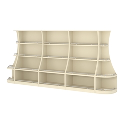 Пристенный низкий стеллаж ГАРАНТ №3-О с ограничителями, Крем Вайс