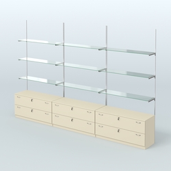 Система Neo Fix №8 со стеклянными полками и тумбами T-12, Крем Вайс