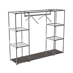 Хромированный стенд-вешало TD-47 №1-4 Хром с полками Зеркало 4мм, Дуб Венге