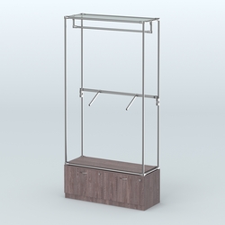 Торговая система ХРОМ без ДСП 1200 мм №2-3 с тумбой Т-15 и поручнями, Ясень Анкор темный