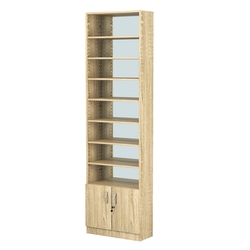Стеллаж из ДСП с 7-ю полками 250x600 мм серии LEVEL-7 №4-2 (З/C - ЗЕРКАЛО), Дуб Сонома