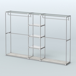 Торговая система ХРОМ без ДСП 3030 мм с зеркальными полками и поручнями №4, Метрополитан Грей