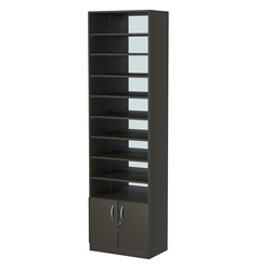 Стеллаж из ДСП с 8-ю полками 350x600 мм серии LEVEL-8 №6-2 (З/C - ЗЕРКАЛО), Черный