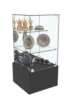 Торговый пристенный прилавок Зеркало со стеклянной дверкой №111 (закрытый), Черный