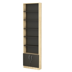 Стеллаж из ДСП с 5-ю полками 150x600 мм серии LEVEL-5 №2 (З/C - ДВП), Дуб Сонома + Черный