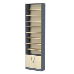 Стеллаж из ДСП с 8-ю полками 250x600 мм серии LEVEL-8 №4 (З/C - ДВП), Темно-серый + Крем Вайс