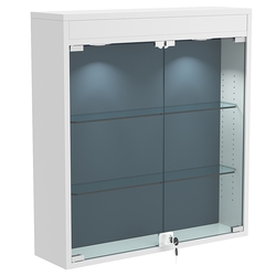 Настенная витрина с бархатом серии БАРОН №1-3А (две полки), Серый + 11 Blue