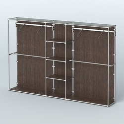 Торговая система ХРОМ (задняя стенка - ДСП) 3030 мм с полками ДСП и поручнями №12, Дуб Венге