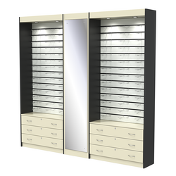 Комплект витрин под очки №11+1+11 (открытый доступ), Крем Вайс + Черный