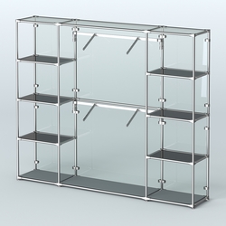 Торговая система ХРОМ (задняя стенка - стекло) 2430 мм с тонированными полками и поручнями №7, Темно-Серый