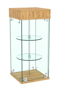 Витрина РОТАЦИЯ настольная с вращающимися полками №21-2 (прозрачная), Дуб Золотистый