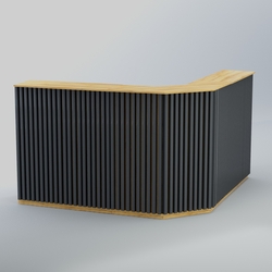 Ресепшен угловой большой серии ВЕРТИКАЛЬ №5, Дуб Золотистый и Темно-Серый