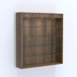 Витрина настенная №204-3Г открытая с четырьмя полками и фризом, Орех