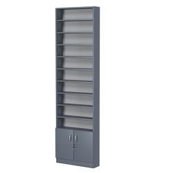 Стеллаж из ДСП с 9-ю полками 150x600 мм серии LEVEL-9 №2 (З/C - ДВП), Темно-Серый