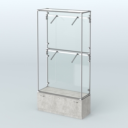 Торговая система ХРОМ (задняя стенка - стекло) 1200 мм №3-1 с тумбой Т-11 и поручнями, Метрополитан Грей