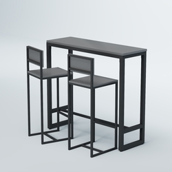 Комплект барный стол "Кофе-брейк" №8 и стулья, Темно-Серый