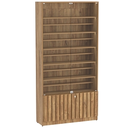 Витрина серии "Смок" №1-ДП-1000 (с доп. полками), Дуб канзас коричневый Н1113 ST10