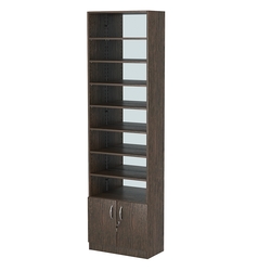 Стеллаж из ДСП с 7-ю полками 300x600 мм серии LEVEL-7 №5-1 (З/C - ЗЕРКАЛО), Дуб Венге