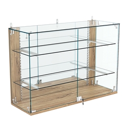 Витрина настенная НЕО №3-3 с зеркалом и двумя полками, Дуб канзас коричневый Н1113 ST10