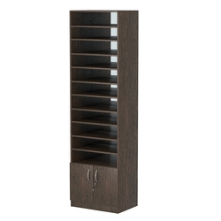 Стеллаж из ДСП с 10-ю полками 400x600 мм серии LEVEL-10 №7-2 (З/C - ЗЕРКАЛО), Дуб Венге