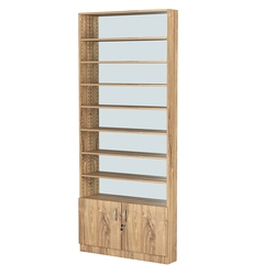 Стеллаж из ДСП с 7-ю полками 150x900 мм серии LEVEL-7 №9-2 (З/C - ЗЕРКАЛО), Дуб Канзас коричневый