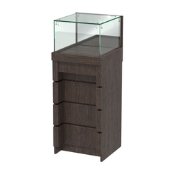 Торговый прилавок с утопленным фасадом и выдвижной зеркальной панелью №УФ-1-450, Дуб Венге