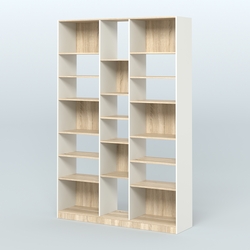 Стеллаж из ДСП серии ЛОФТ №14-2 с полками ДСП, Белый + Дуб Сонома