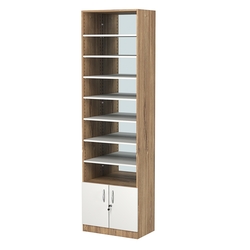 Стеллаж из ДСП с 7-ю полками 350x600 мм серии LEVEL-7 №6-2 (З/C - ЗЕРКАЛО), Дуб Канзас коричневый + Белый