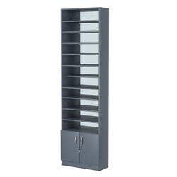 Стеллаж из ДСП с 10-ю полками 250x600 мм серии LEVEL-10 №4-2 (З/C - ЗЕРКАЛО), Темно-Серый