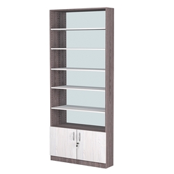 Стеллаж из ДСП с 5-ю полками 200x900 мм серии LEVEL-5 №10-2 (З/C - ЗЕРКАЛО), Ясень Анкор темный + Ясень Анкор светлый