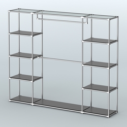 Торговая система ХРОМ без ДСП 2430 мм с полками ДСП и поручнями №3, Черный