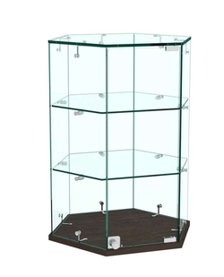 Витрина Истра настольная шестигранная №7 (прозрачная), Дуб Венге