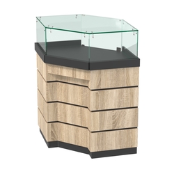 Торговый прилавок угловой внешний с утопленным фасадом №УФ-5, Черный + Дуб Сонома