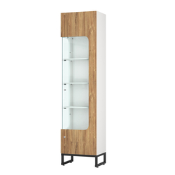 Витрина Монти №4 левая, Белый + Дуб канзас коричневый