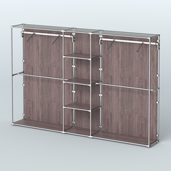 Торговая система ХРОМ (задняя стенка - ДСП) 3030 мм с полками ДСП и поручнями №12, Ясень Анкор темный